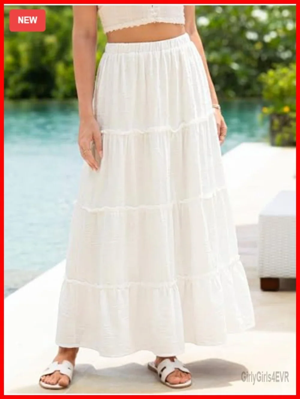 Women's Floral Maxi Skirt Boho A-Line High Waisted Tiered Flowy Summer